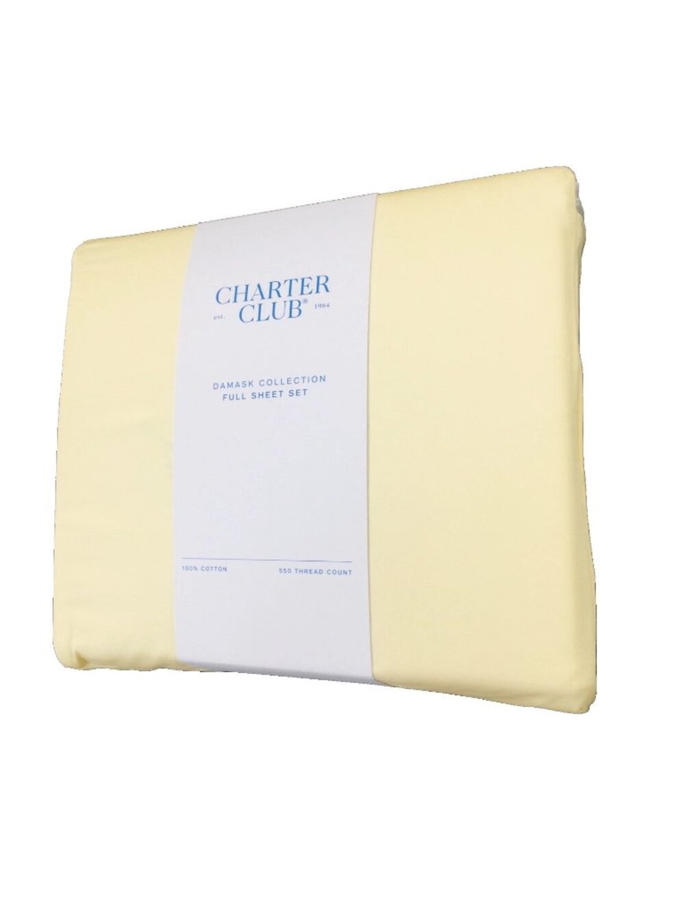 Charter Club Damask Solid 550 TC 100% Cotton FULL Sheet Set in BUTTERCUP YELLOW
